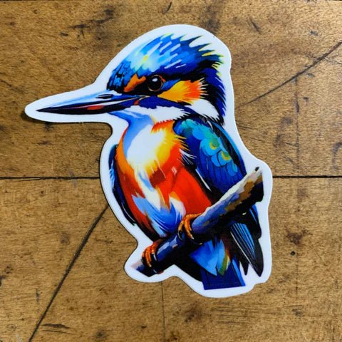 Kingfisher Bird Vinyl Sticker - Colorful Bird, 2.75" - front view