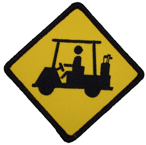 Large Golf Cart Crossing Patch -Golf Course Road Sign Badge 3-5/8" (Iron on)