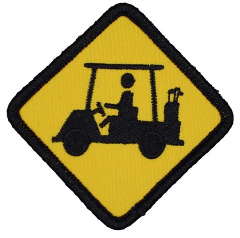 Medium Golf Cart Crossing Patch - Golf Course Road Sign Badge 2-5/8" (Iron On)