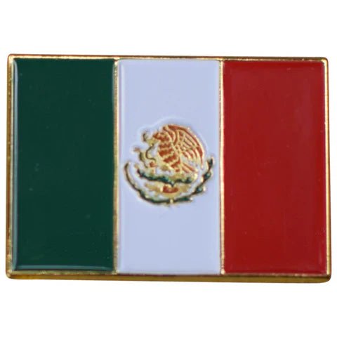 Mexican flag enamel lapel pin with green, white and red stripes