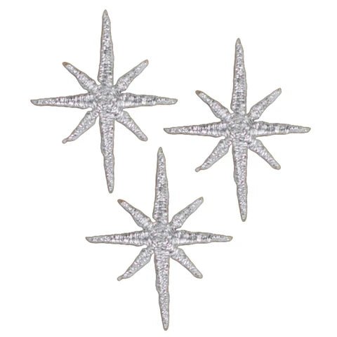 Silver Nativity Star Embroidered Patch Set - 3-Pack, 1.25" - Iron On - front view