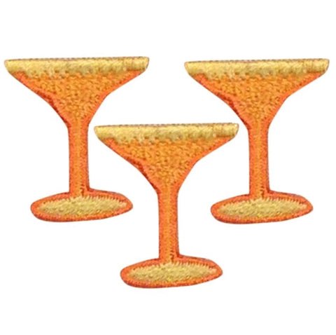 Orange Margarita Glass Embroidered Patch Set - 3-Pack, 1 inches - Iron On - front view