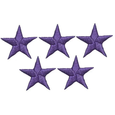 Mini Purple Star Applique Patch - Achievement Badge 5/8" (5-Pack, Iron on)