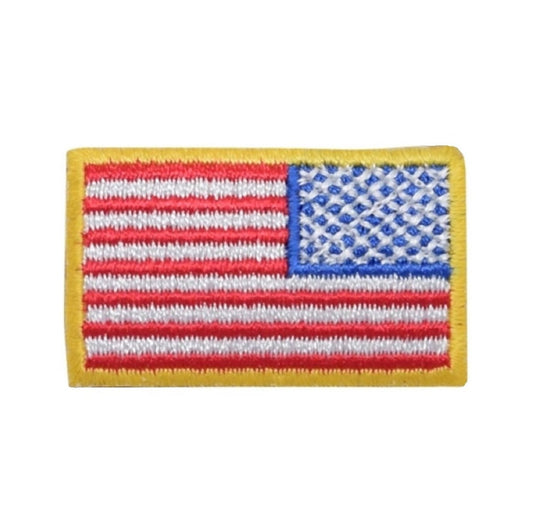 reverse usa flag embroidered iron on patch, 1.5", front view