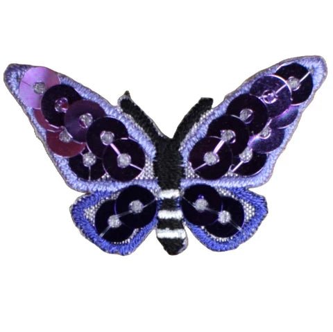 Sequin Butterfly Applique Patch- Purple Bug Badge 1-3/8" (Ironon)