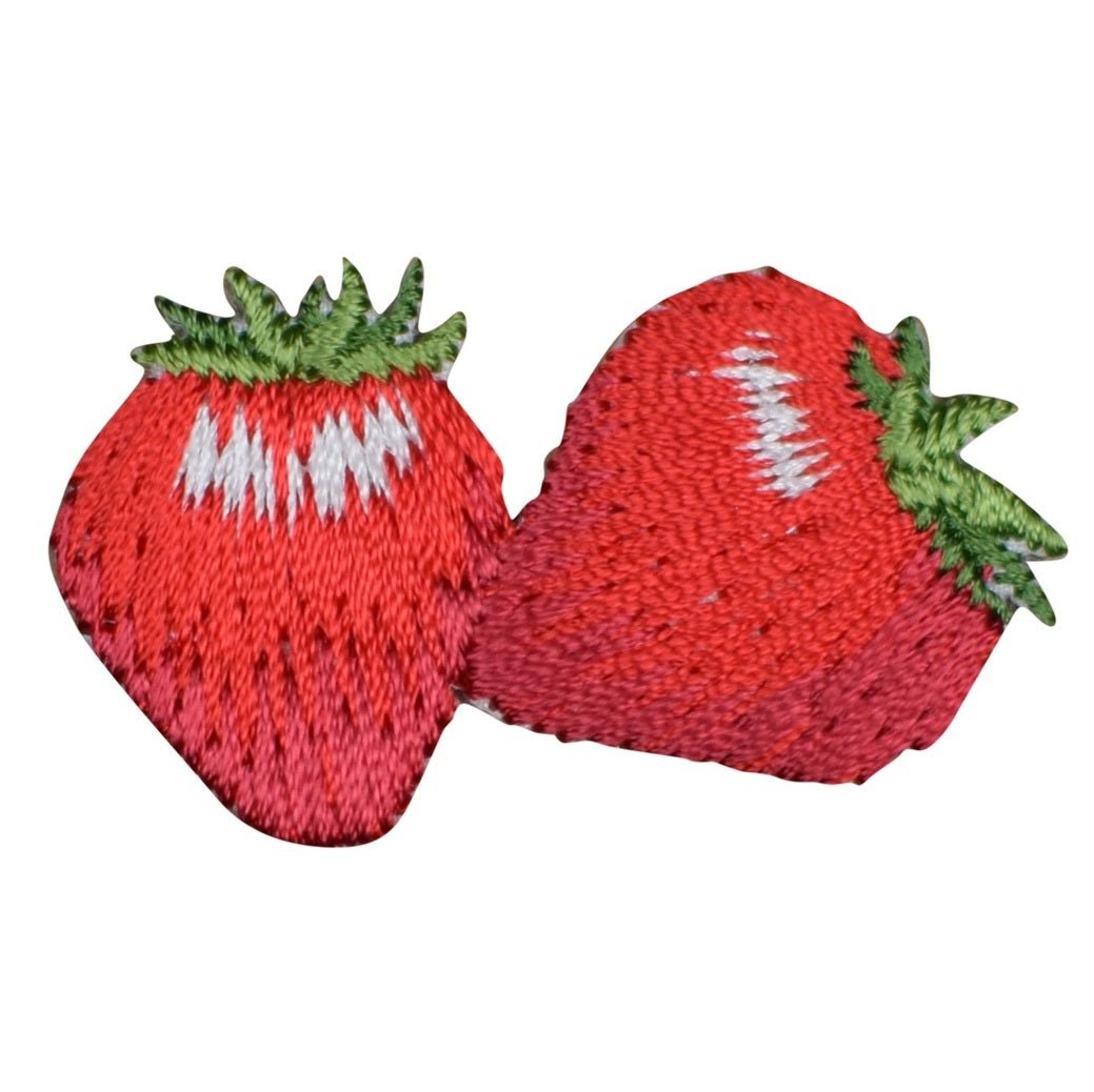 pair of strawberries patch on a white background