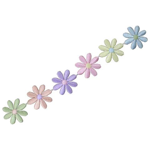 Large Daisy Strip Applique Patch - Flower Bloom Gardening Badge 7-5/8" (Iron on)