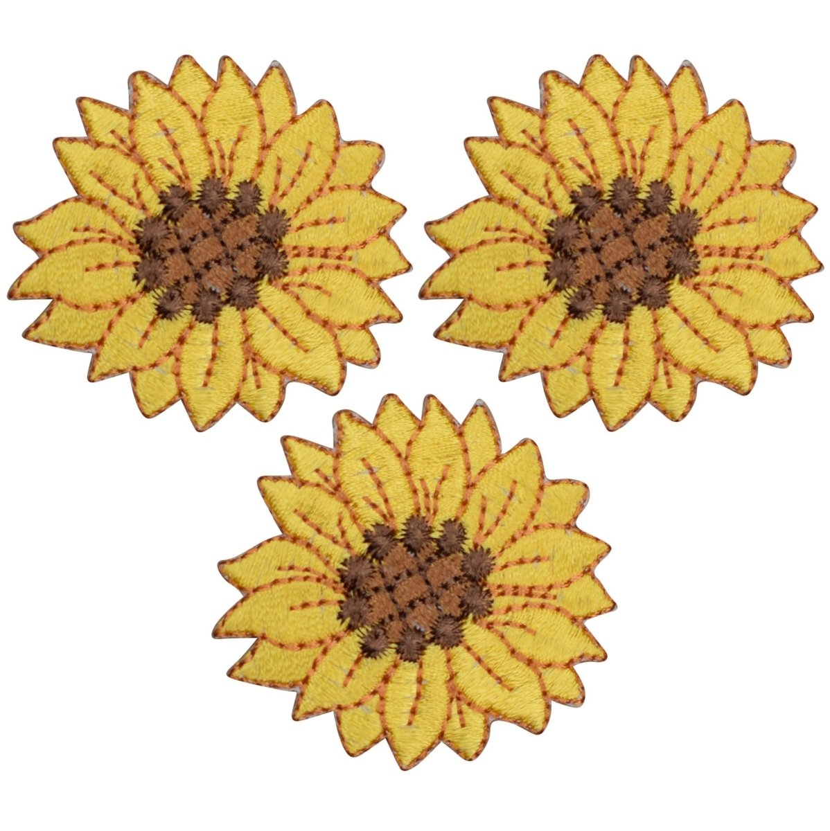 3-Pack Sunflower Applique Patch - Embroidered Flower Badge 1-5/8" (Iron On)