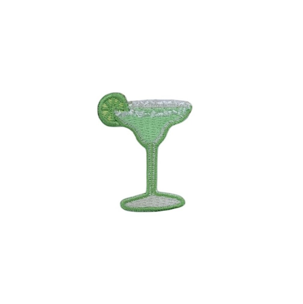 Margarita & Lime Applique Patch - Embroidered Cocktail Alcohol Tequila Badge 1.5" (Iron On) on white background