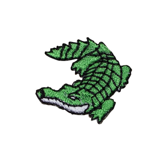 Alligator Applique Patch - Embroidered Crocodile Gator Badge 1-3/8" (Iron On) on white background