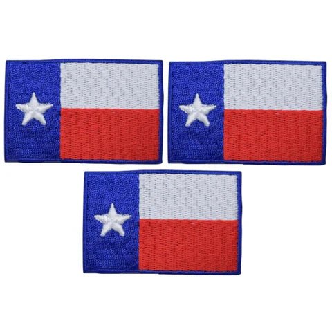 Three Texas flag embroidered patches