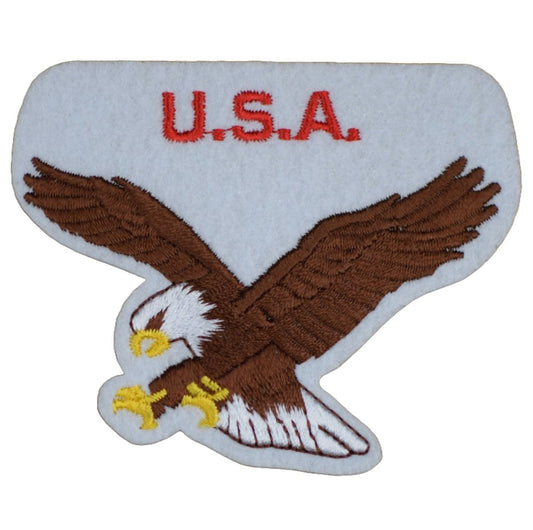 usa eagle embroidered iron on patch, 3", front view