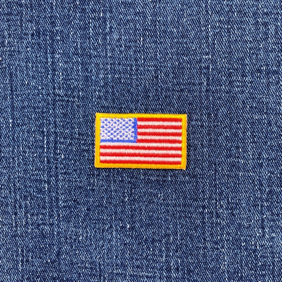 American flag patch on a denim background
