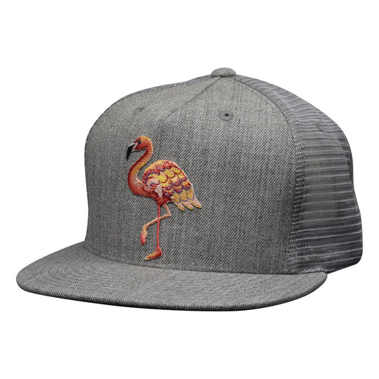 Pink Flamingo Trucker Hat by LET'S BE IRIE - Heather Gray Snapback - Let's Be Irie™