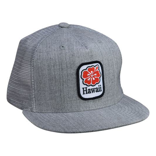Hawaii Hibiscus Trucker Hat by LET'S BE IRIE - Heather Gray Snapback - Let's Be Irie™