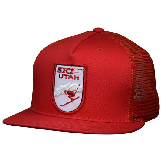Ski Utah Hat - Vintage Patch, Red Trucker, Snapback
