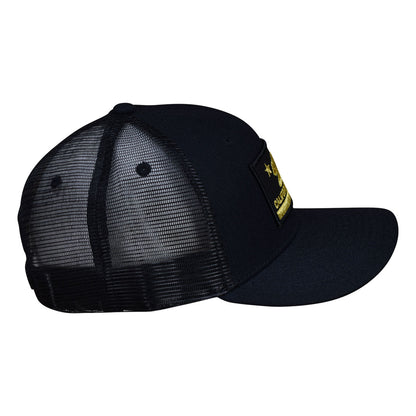 California Republic Trucker Hat - Black and Gold, Curved Bill