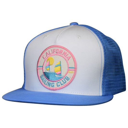 California Sailing Club Hat - Vintage Patch, Blue/White Trucker