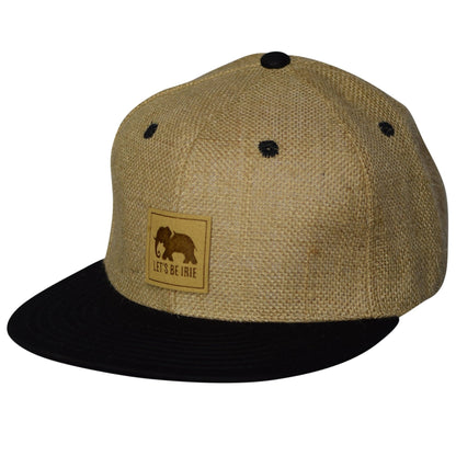 Jute Elephant Snapback Hat - Black Bill & Natural Fibers Jute Cap by LET'S BE IRIE