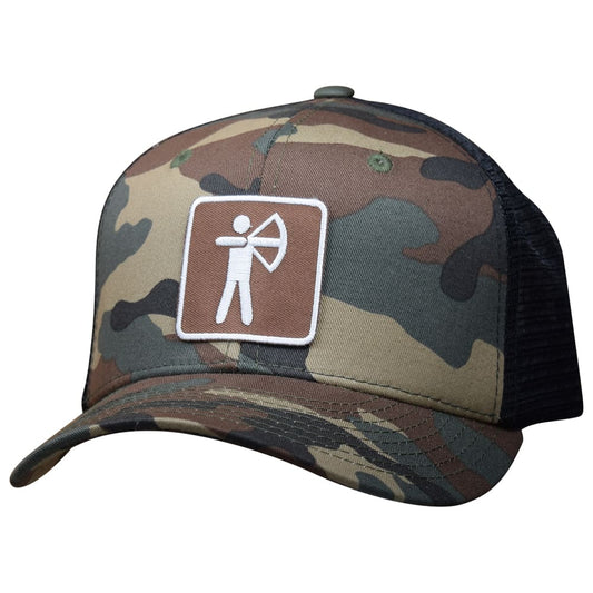 Archery Snapback Hat - Camo Trucker Cap, Camouflage, Bow and Arrows