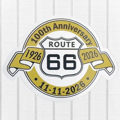 car sticker decal 100 year route 66 sticker gold