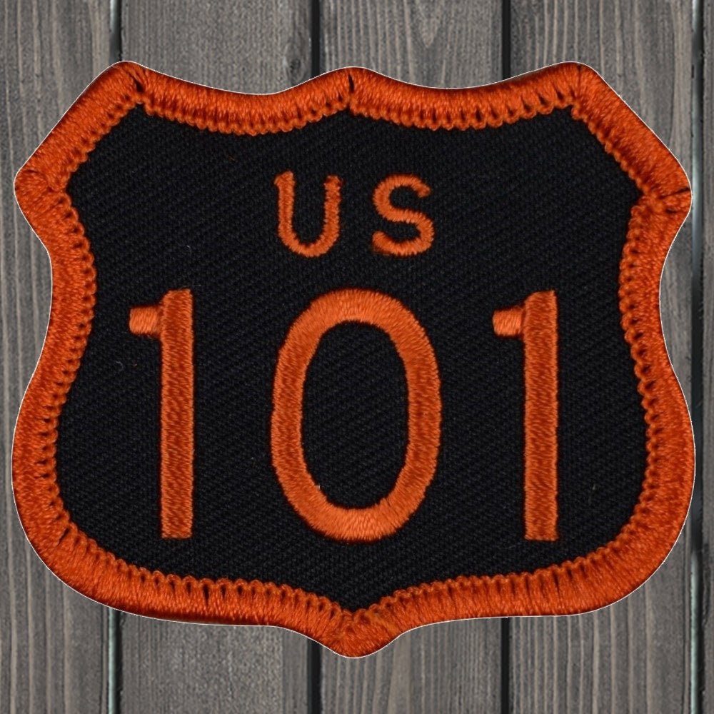 embroidered iron on sew on patch 101 orange black small