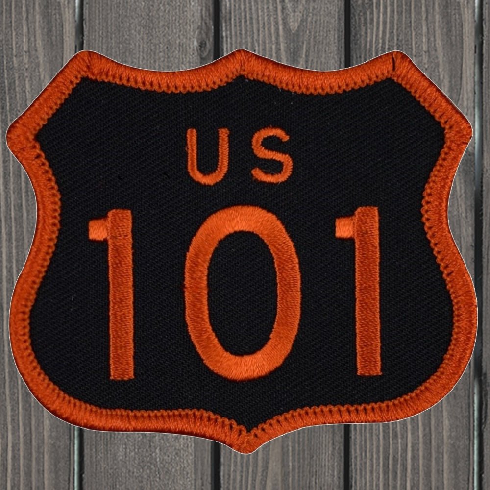 embroidered iron on sew on patch 101 orange on black large