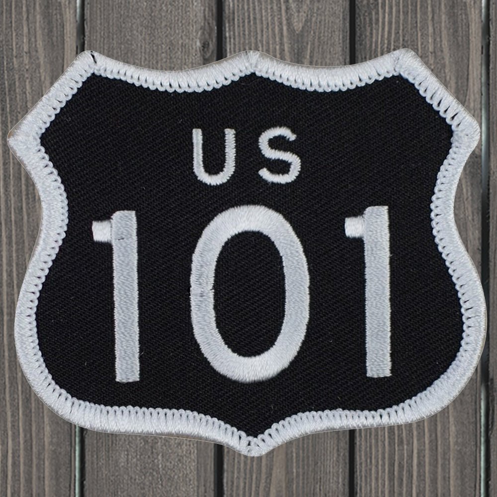 embroidered iron on sew on patch 101 white on black large