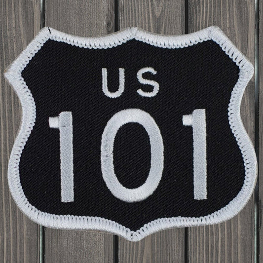 embroidered iron on sew on patch 101 white on black large