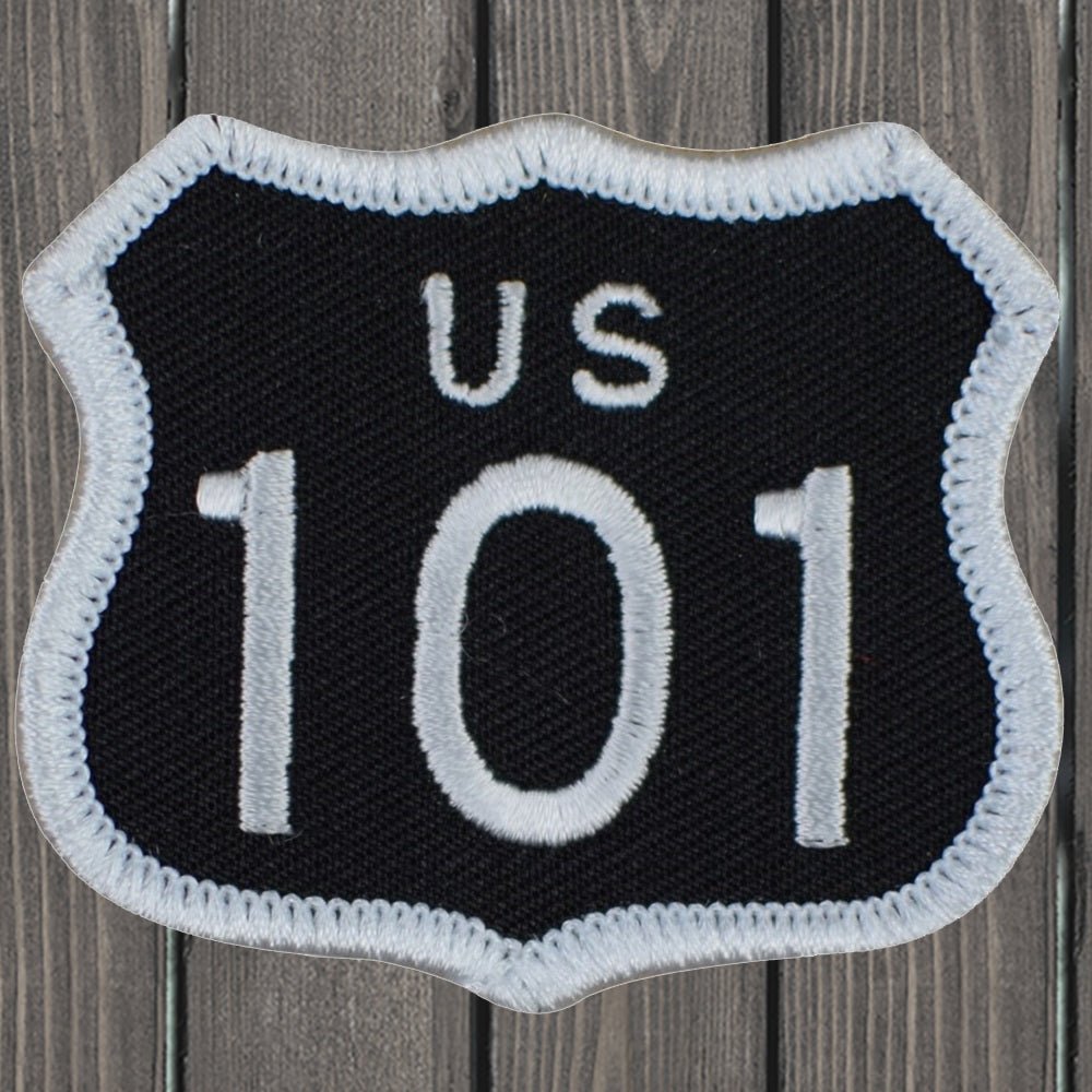 embroidered iron on sew on patch 101 white on black small