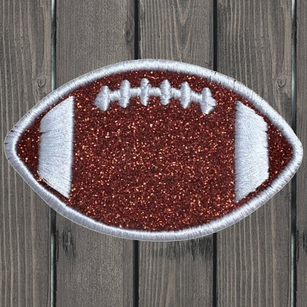 Glitter Football Embroidered Patch — Iron On (Small 2