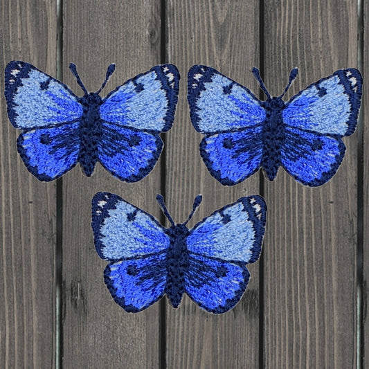 embroidered iron on sew on patch 3 pack blue butterfly