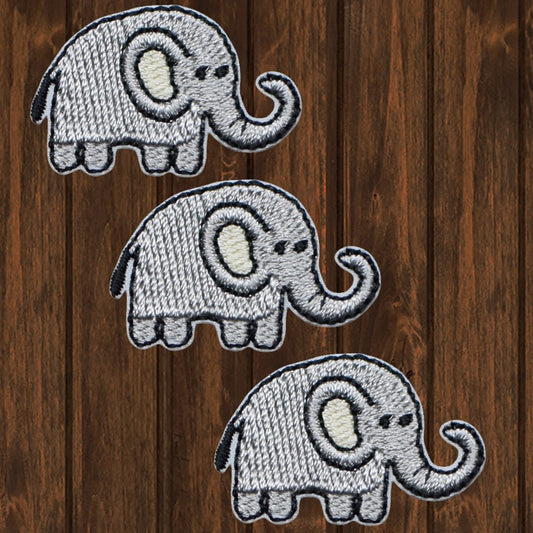 embroidered iron on sew on patch 3 pack gray elephant