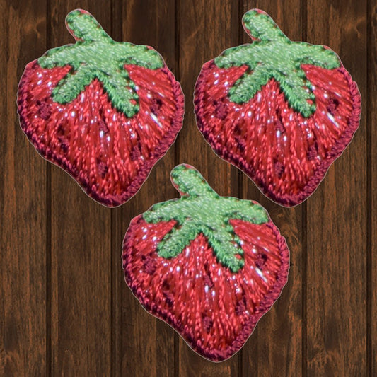 embroidered iron on sew on patch 3 strawberries