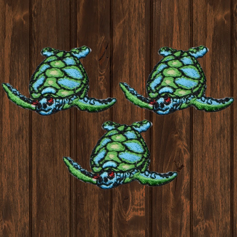 Mini Sea Turtle Embroidered Patch — 3-Pack — Iron On