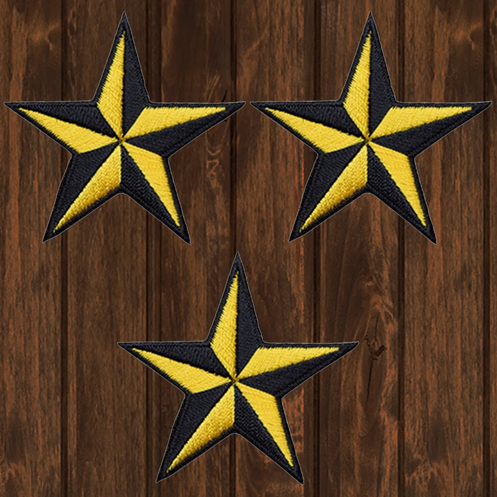embroidered iron on sew on patch 3d stars 2 inch yellow black