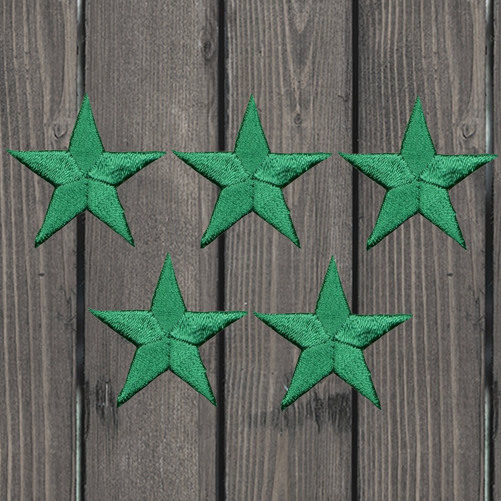 embroidered iron on sew on patch 5 green stars