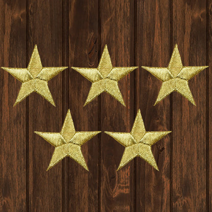 embroidered iron on sew on patch 5 pack gold stars