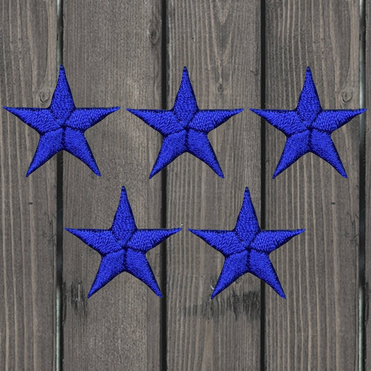 embroidered iron on sew on patch 5 pack royal blue stars