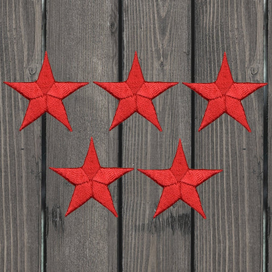 embroidered iron on sew on patch 5 red stars 1.25"