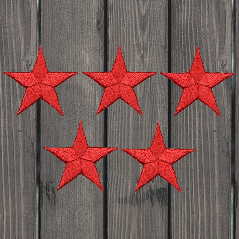 embroidered iron on sew on patch 5 pack red stars