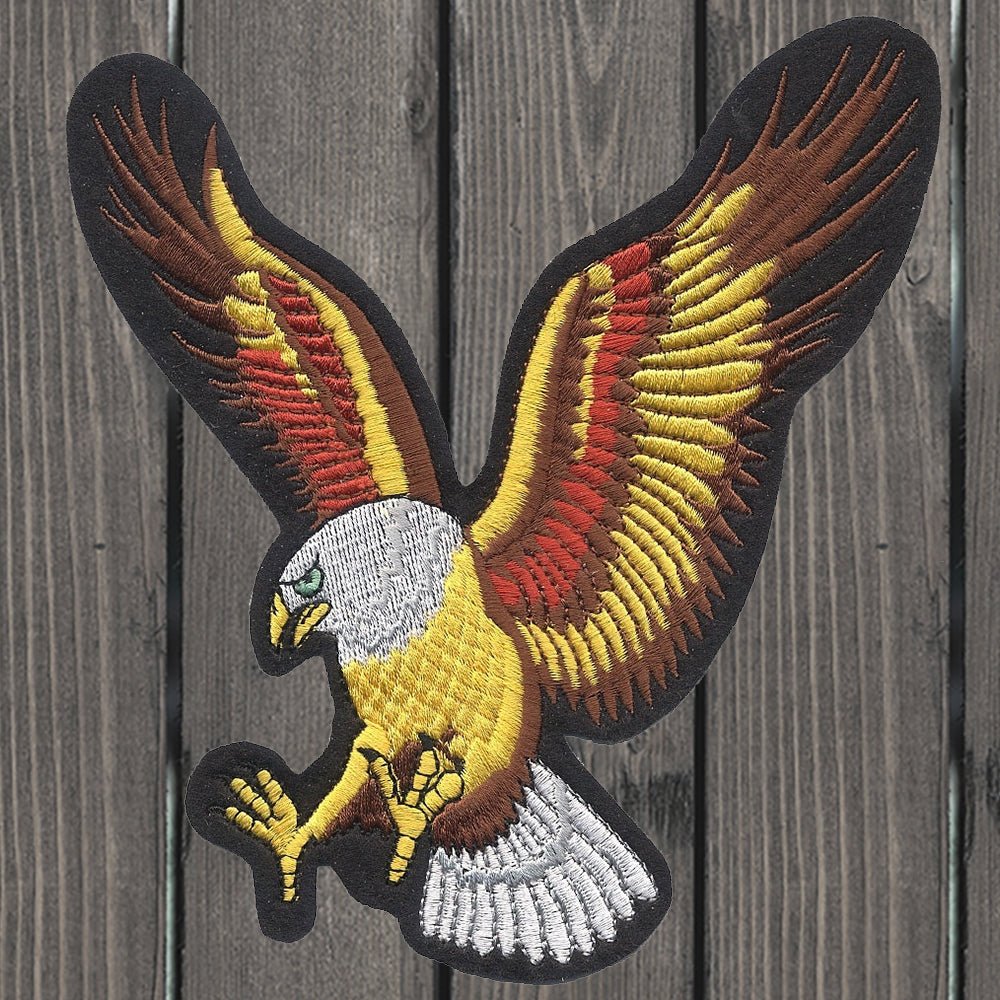 embroidered iron on sew on patch 6 inch eagle left