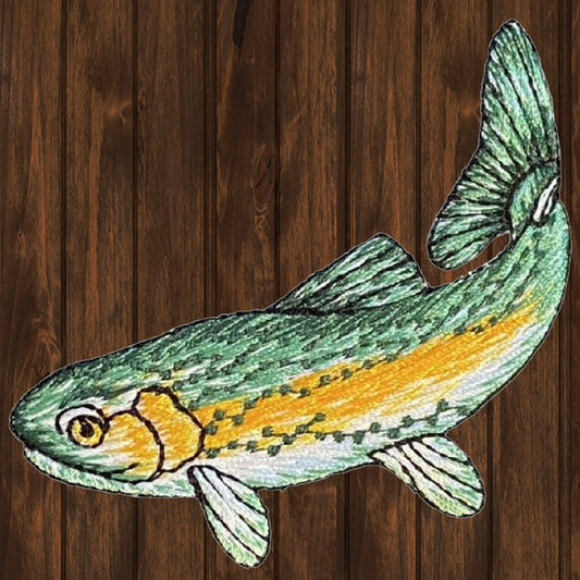 embroidered iron on sew on patch Fish Green Yellow