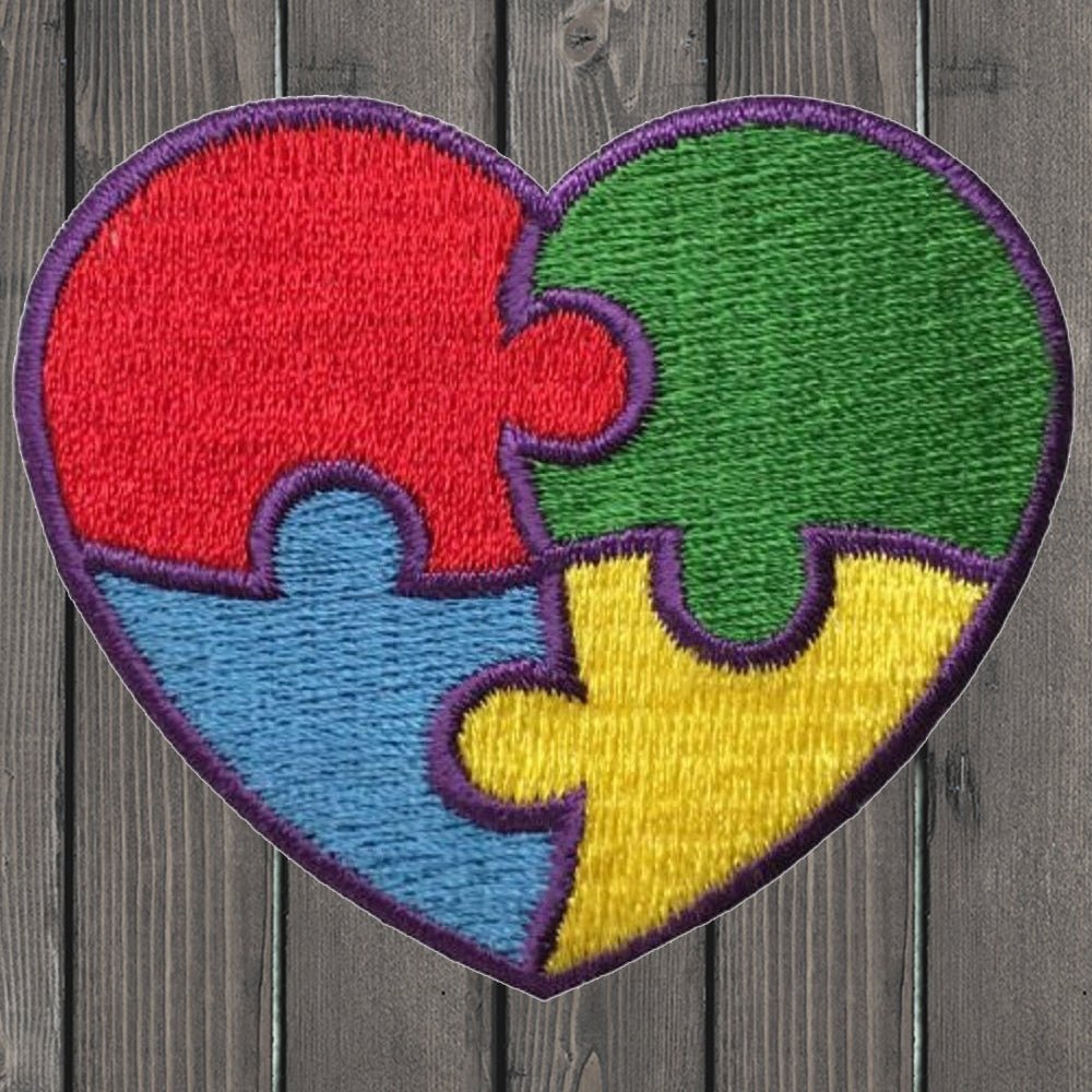 embroidered iron on sew on patch Heart Autism