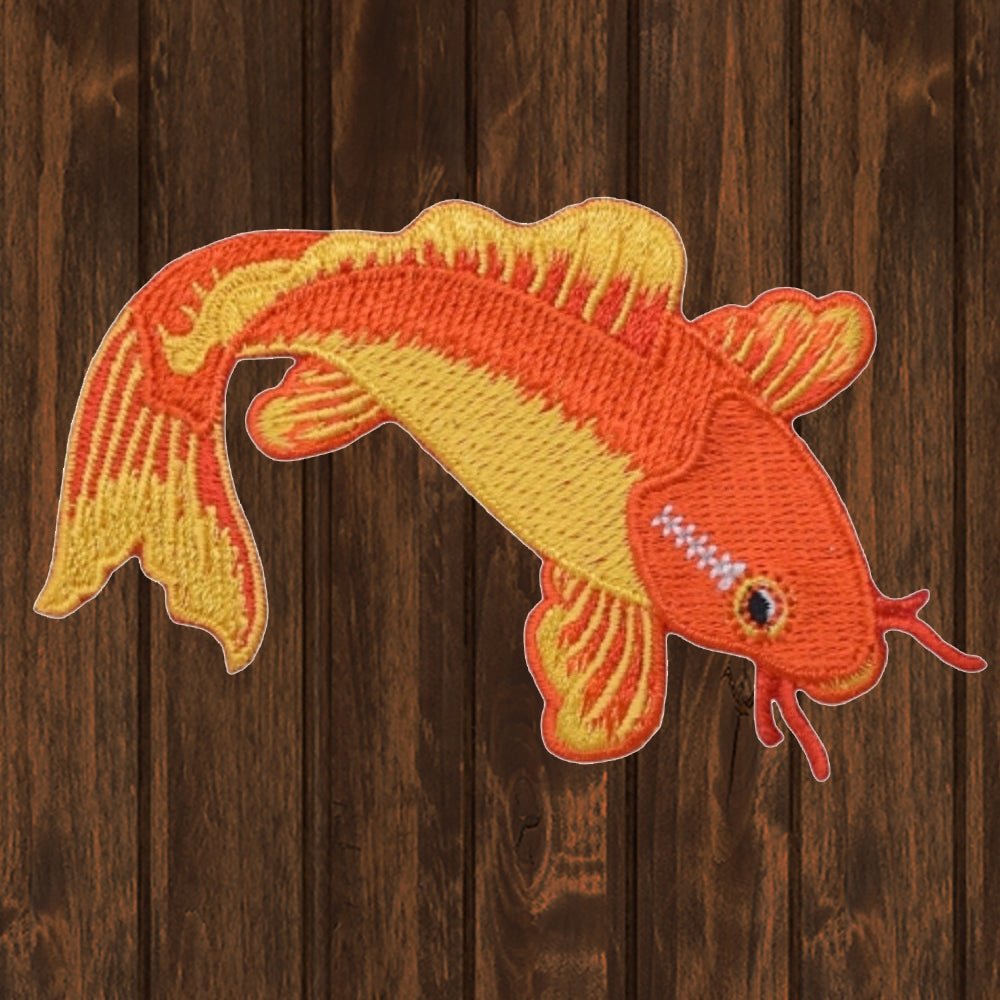 embroidered iron on sew on patch Koi fish orange 2
