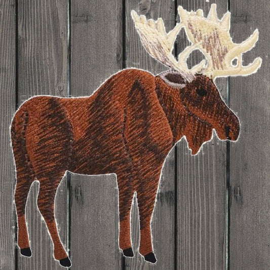 embroidered iron on sew on patch Moose Full Body Standing right