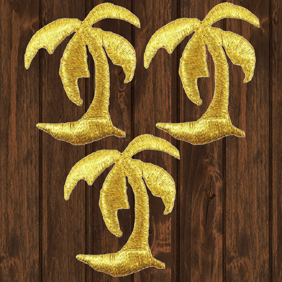 Gold Palm Tree Embroidered Patch — 3-Pack — Iron On