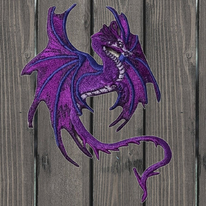 embroidered iron on sew on patch Purple Dragon right 2