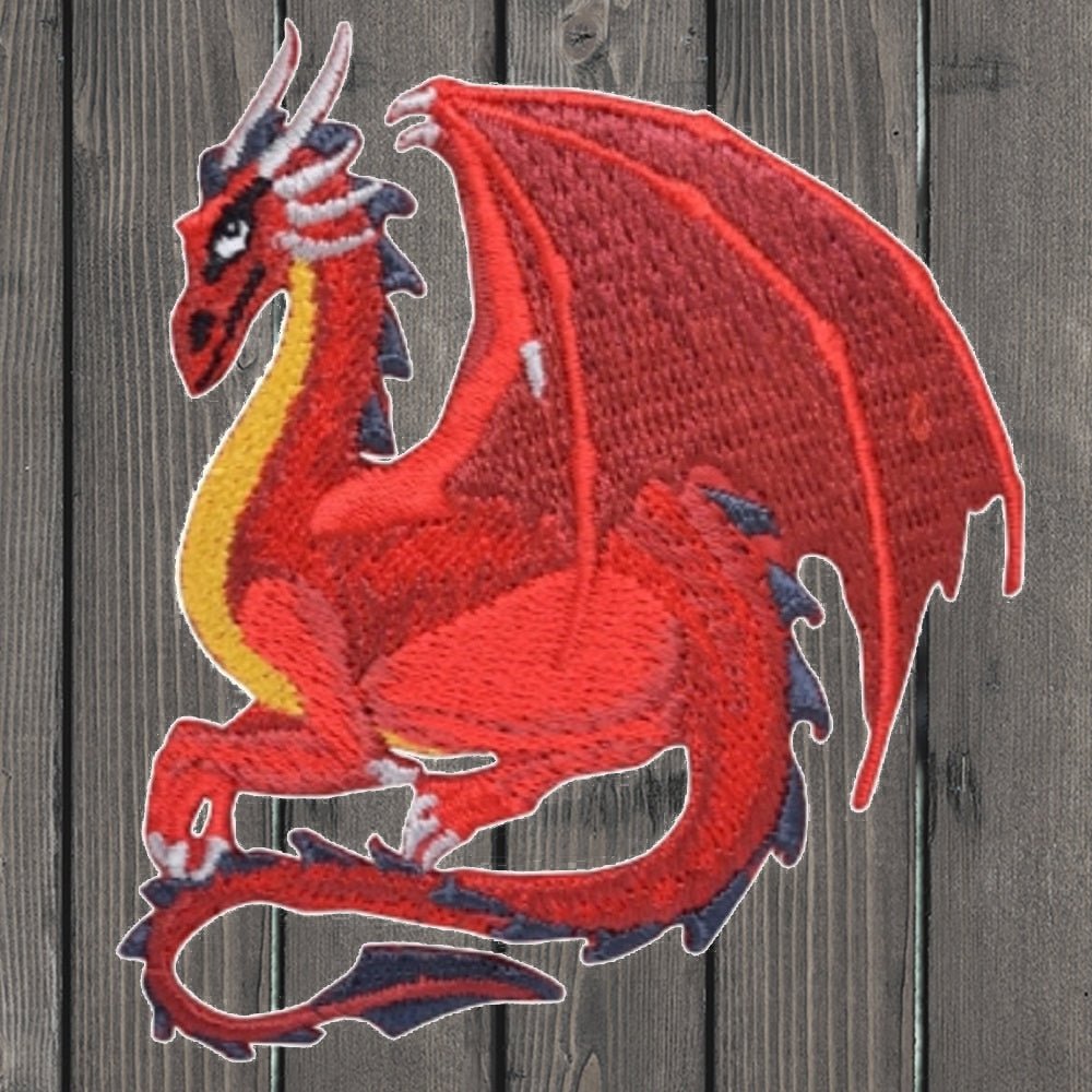 embroidered iron on sew on patch Red Dragon Fantasy left  2
