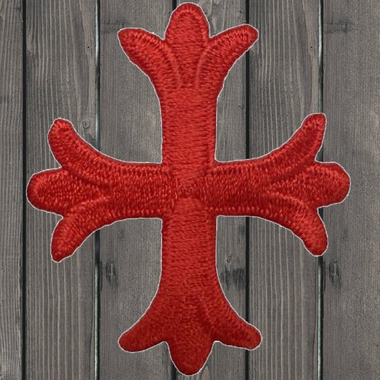 embroidered iron on sew on patch Red Patonce Fleury Cross